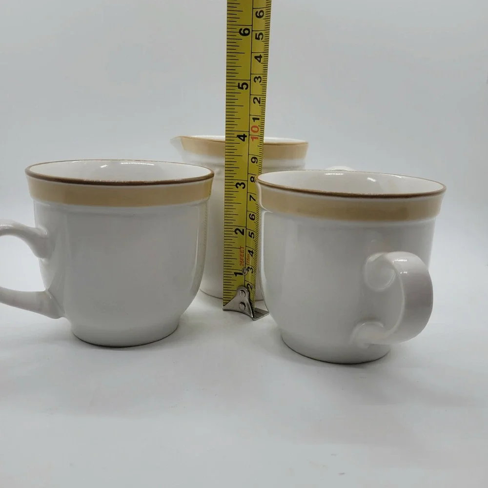 Johann Haviland Crowning Fashion China Creamer and 2 Mugs Set Tan Band Japan